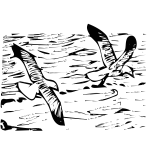 Vector illustration of departing gulls